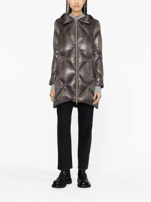 diamond-quilted padded coat